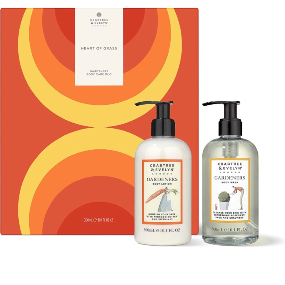 NEW CRABTREE AND EVELYN GARDNERS HEART OF GRASS BODY WASH AND LOTION 10.1 oz